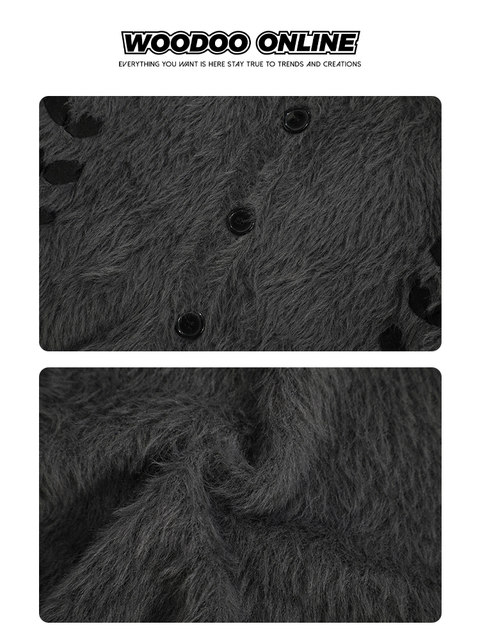 Woodoo Niche Design, Retro and Unique Hooded Tie-Up Lazy Design, Unisex Knit Sweater