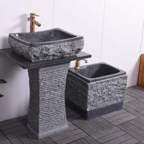 Outdoor Stone Wash Basin Patio Pool Terrace Basin Outdoor Sink Upright Post Type Washbasin Balcony Home Wash Basin