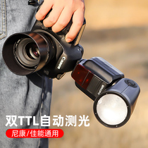 Used Jabao R1 Canon external ceiling lamp flash hot shoe lamp photography like SLR camera round double ttl