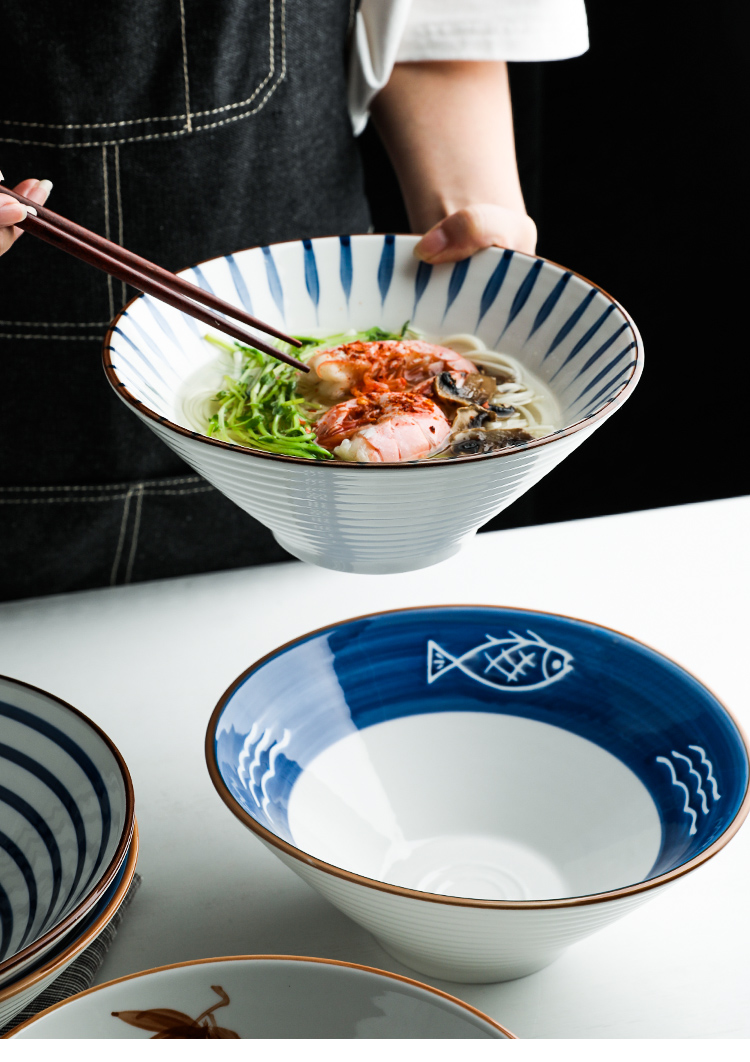 Shed in Japanese largest beef noodles in soup bowl of household ceramics rainbow such use pasta noodles rainbow such to use retro fruit salad bowl