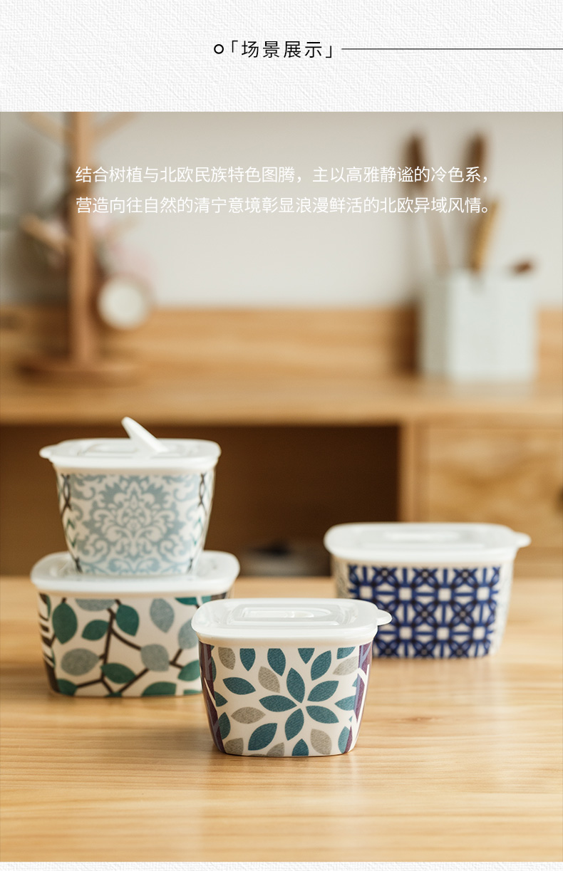 One thousand generation source ceramics preservation bowl three - piece suit small bowl with cover household refrigerator microwave bowl suit small lunch box