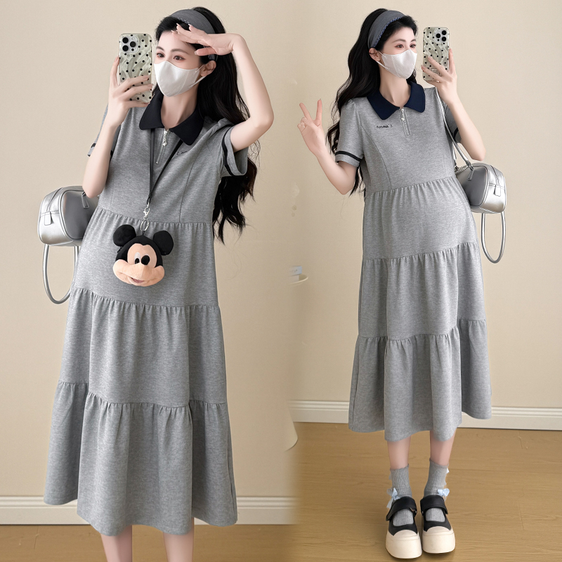 Maternity Summer Dress 2026 New Style High-End French Polo Collar Long Dress for Pregnant Women Summer Maternity Dress Maternity Summer Dress 2026 New Style High-End French Polo Collar Long Dress for Pregnant Women Summer Maternity Dress