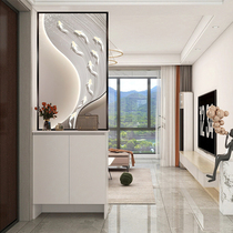 Light luxury art wired glass screen partition cabinet half wall bathroom wet and dry separation living room entrance modern simplicity