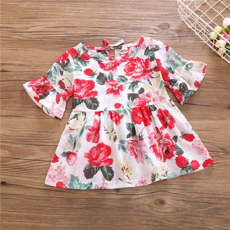 Girl Short Sleeve 2018 New Baby T-Shirt Woman Horn Sleeve Blouse Trendy Undershirt Summer Crummy Fancy Dress