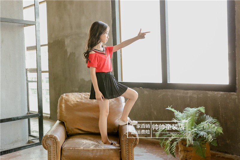 Bộ váy bé gái mùa hè 2018 mới cho bé gái hai mảnh Quần áo trẻ em Hàn Quốc Quần áo trẻ em lớn quần áo thể thao trẻ em