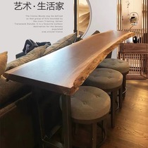 Solid wood bar table against the wall long table bar home high balcony leisure table and chairs dessert shop table and chair combination
