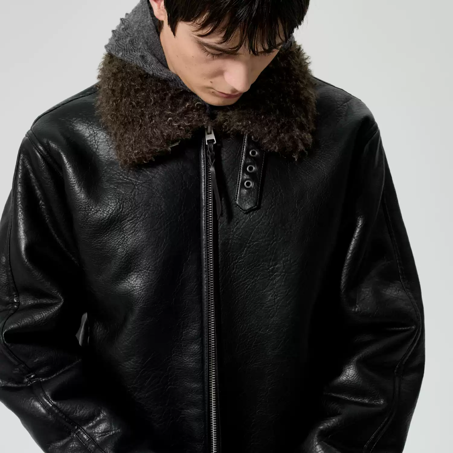 Simple Project*Shearling Jacket 皮毛一體翻領修身短夾克-淘寶Taobao