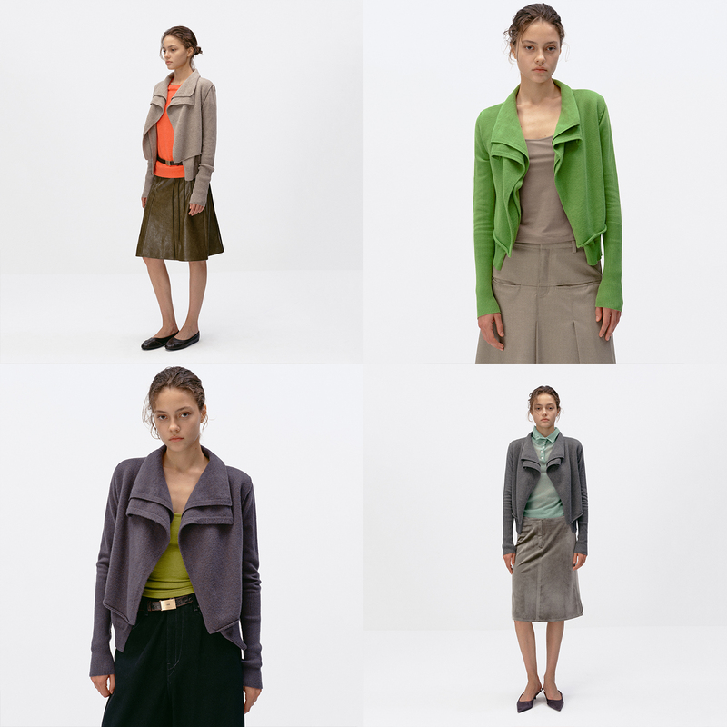 Simple Project* "Origami Cardigan" Women's Slim-Fit Double-Breasted Cardigan, All Cotton/Wool