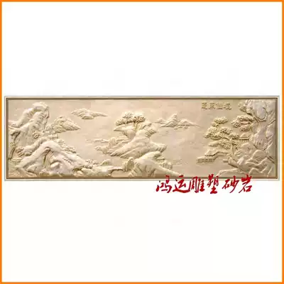 Hongyun art sand and rock relief Sand and rock sculpture relief mural Artificial sand and rock glass fiber background wall Penglai Fairy Land