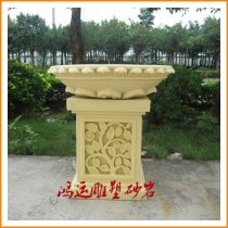 Manufacturer direct sale sandstone flower pot flower pot sandstone sandstone relief sculpture garden area landscape sandstone column pier base