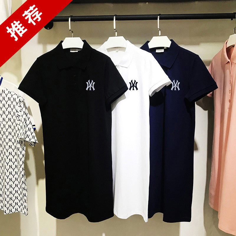 Plus-Size Polo Dress for Women, Summer Mid-Length Loose Fit, Turn-Down Collar T-Shirt Sports Dress, Couple's Outfit