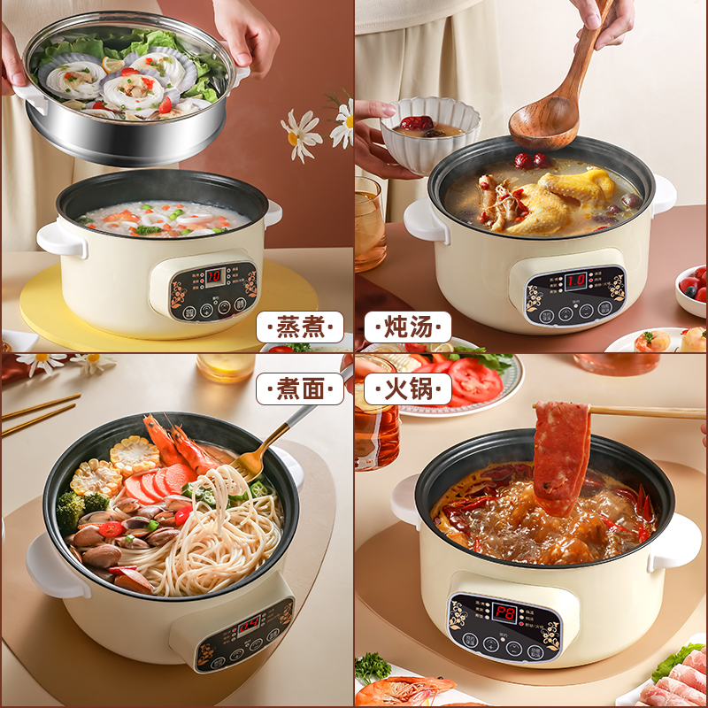Quick cooking pot Dormitory Students Pan Multifunction Home Small Hot Pot Boiler Dorm Room Cooking Noodle Small Electric Pan Fried Vegetable integral pot