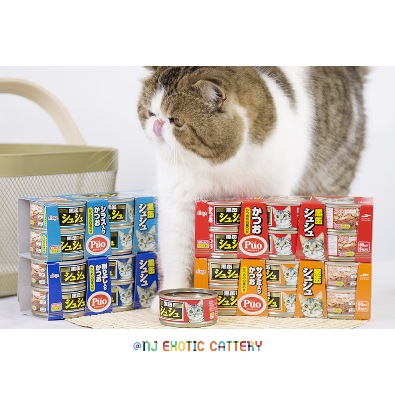 Japan black Fou Black pot Shoo Shoo young adult cat snacks Cat canned fattening nutrition hair gills calcium whole box imported 80g