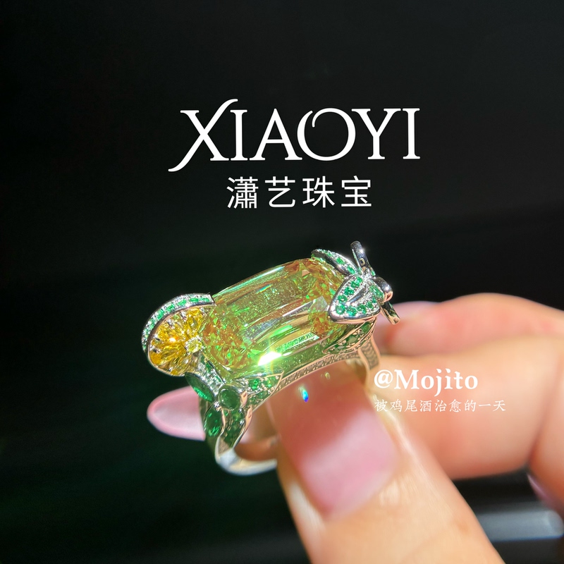 Mojito Mint Green Cocktail Ring [Cultivated] 15.58Ct Hawaii Vacation 925 Silver