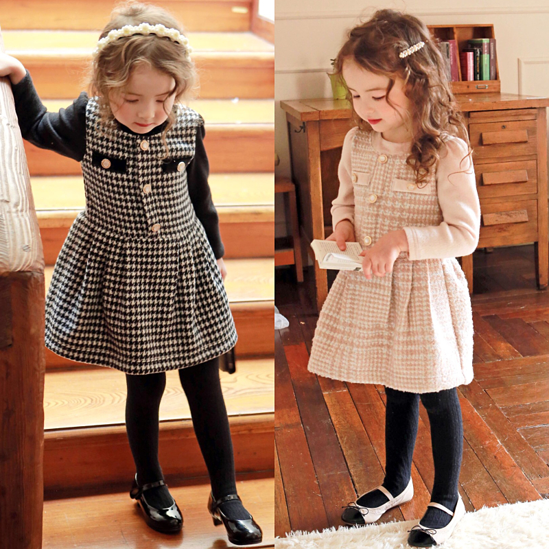 Spot Korea Puell Flo Girls Girly temperament princess long-sleeved dress skirt 2 colors optional