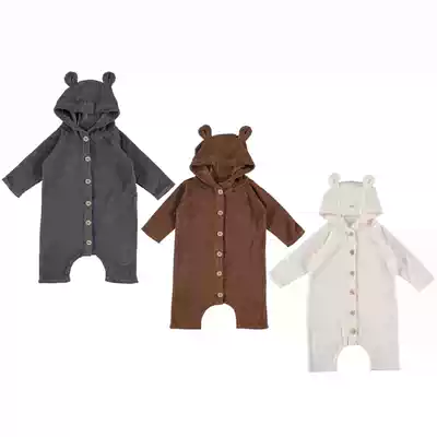 Spot BUHO autumn and winter Girls Girls baby bear ears long-sleeved jumpsuit home wear