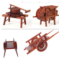 Red and sour branch crafts vintage wooden ornaments carved grain harvest water Mill windmill Stone Mill mini miniature furniture