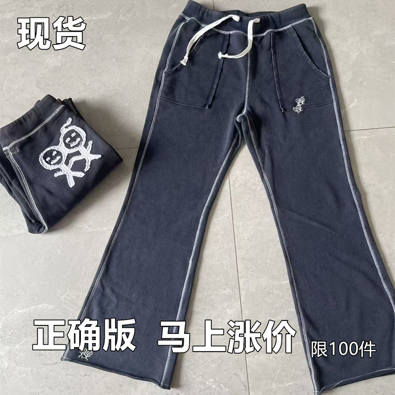 In Stock/High Quality】Urban26Fw Stickman Embroidery Vintage Drawstring Sports Casual Flared Sweatpants