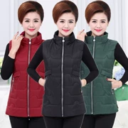 Áo vest cotton mùa thu nữ trung niên xuống áo bông dài độn bên ngoài mặc mùa thu và mùa đông vest cỡ lớn