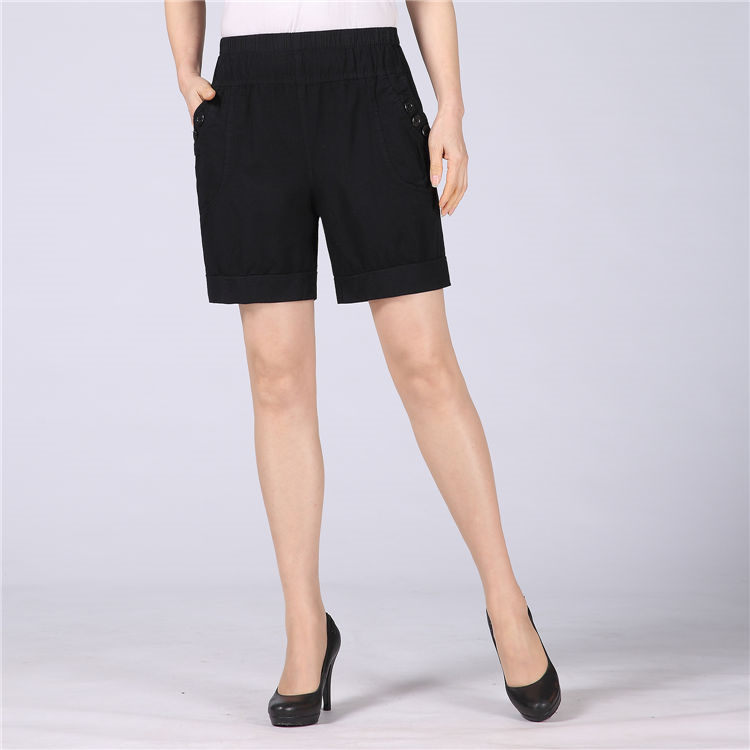 Phụ nữ trung niên quần short mặc mẹ mùa hè ăn mặc kích thước lớn cotton căng eo cao trung niên lỏng thường năm quần những bộ đồ mặc nhà thanh lịch tuổi trung niên