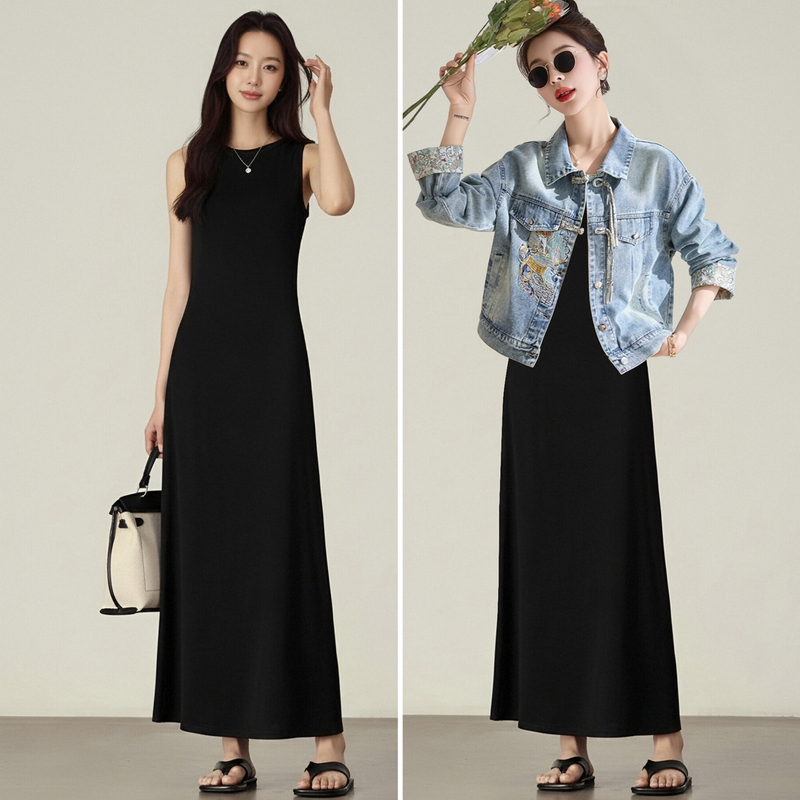 Tall Women's A-Line Long Tank Dress, Slim Fit, Sleeveless Dress for Commuting, Spring/Summer 2026, for Tall Women