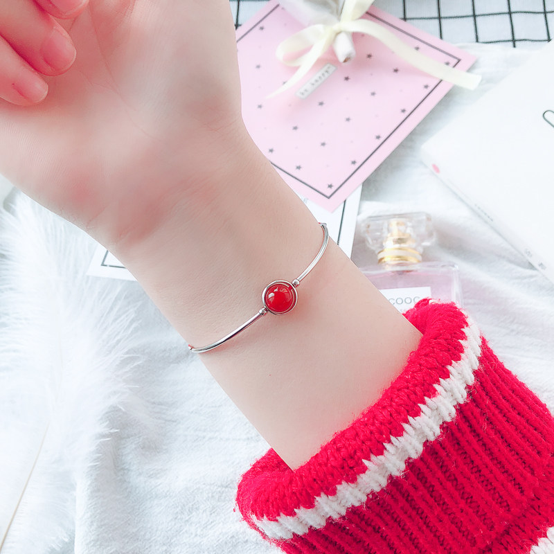 Black Yaoshi Handmade Female Summer Red Rope Pure Silver Red Agate of the Year Transit of the Pearl Lucky Han Edition Brief Yosemite Department Handrope