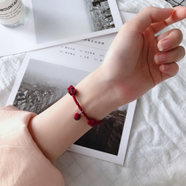  Red tiger eye stone bracelet female summer red rope simple student forest department lucky lucky beads Sterling silver natural crystal year of life