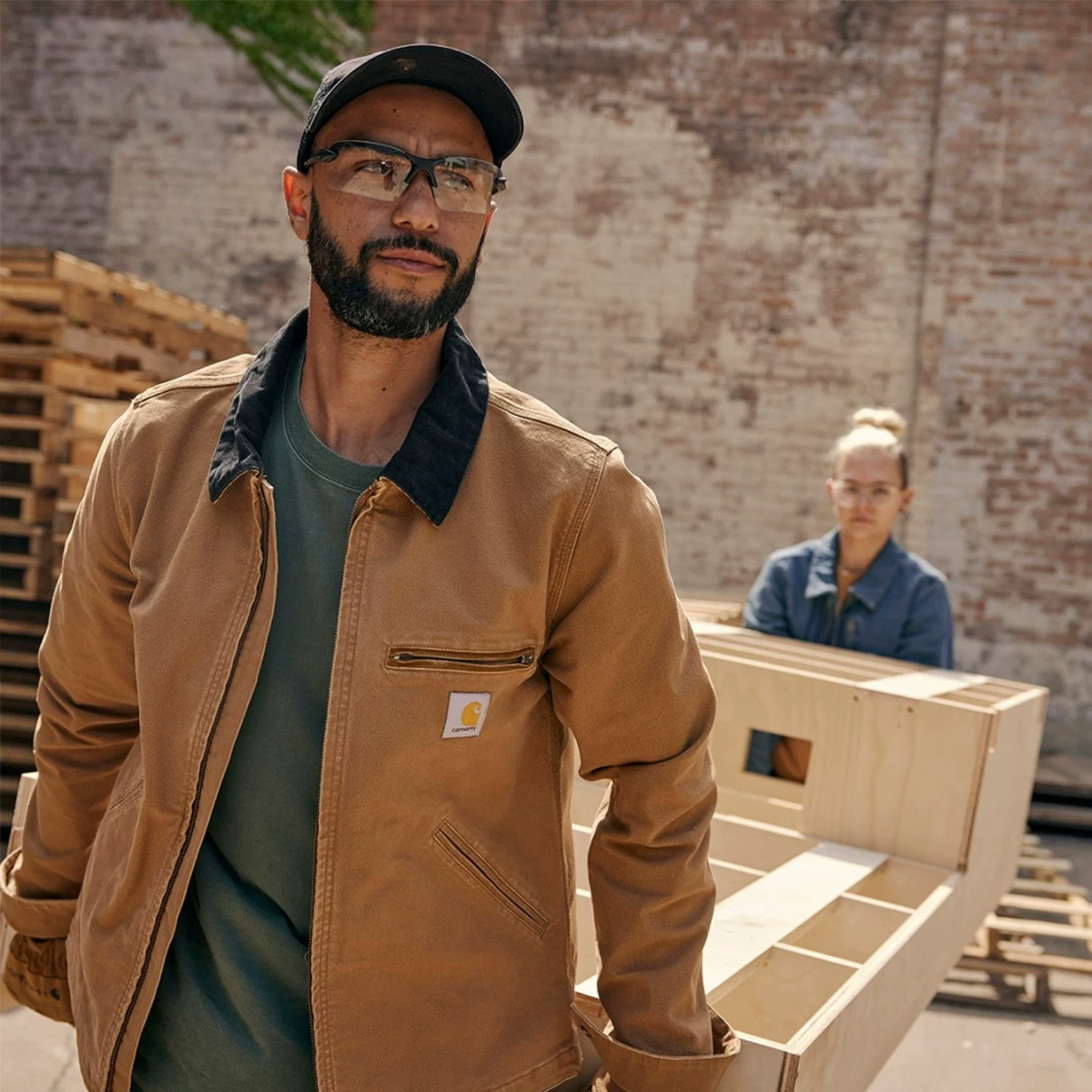 [Carhartt Detroit рабочая куртка из хлопчато-матового материала, американский винтажный стиль на все сезоны]