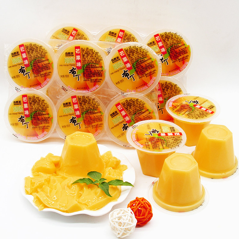 Natural pie fruit jelly large cup 100g*6 cups Mango flavor children's pudding Hong Kong-style dessert Baking material Milk