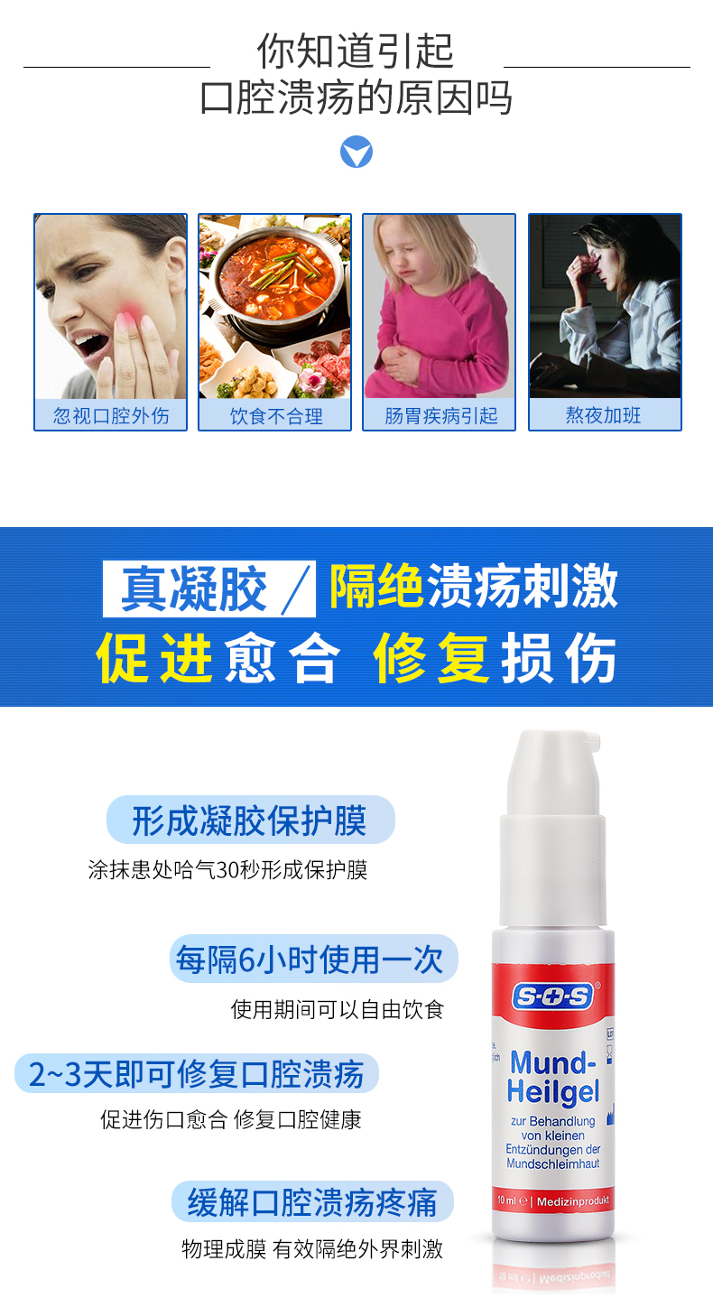 德国进口 SOS 口腔溃疡凝胶 10ml 1分钟见效 图5