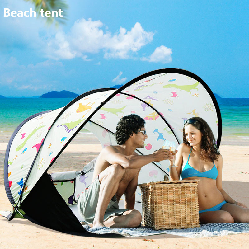 Fully automatic beach tent coated silver sunscreen outdoor 2-3 people Children adult park Leisure picnic fishing shade