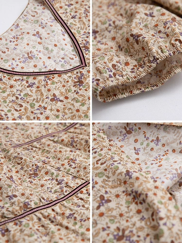 九月陌墨 Летнее платье, цветочный принт, V-образный вырез, большой размер