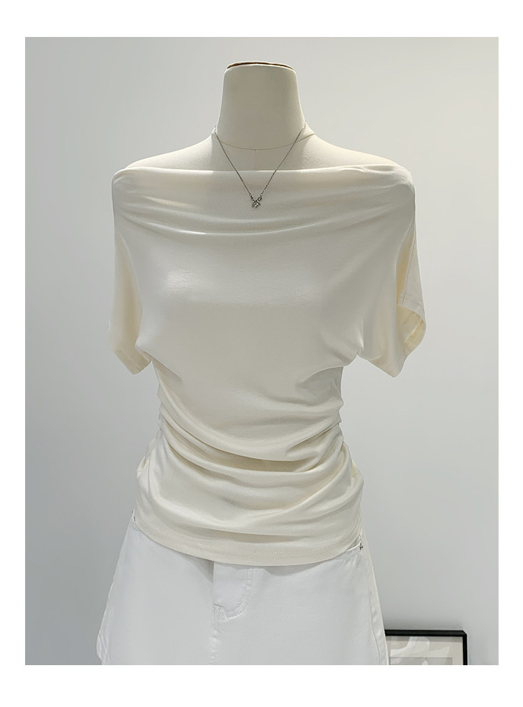 Chic Off-Shoulder Cowl Tee: High-End Summer Style for Just $3.86! - Detail image 2