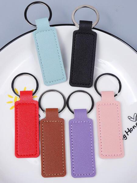 Cross-Border Popular Pu Leather Keychain Leather Pendant for Men and Women, Car Key Ring, Bag Small Pendant, Can Be Printed with Logo