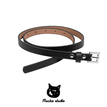MUCHA matching theorizer black pu leather slim narrow belt leather belt square buckle 100 hitch