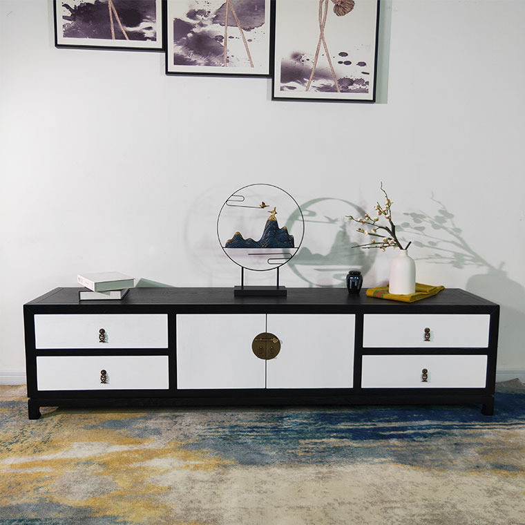 New Chinese TV cabinet living room in solid wooden cabinet decoration locker furniture customization