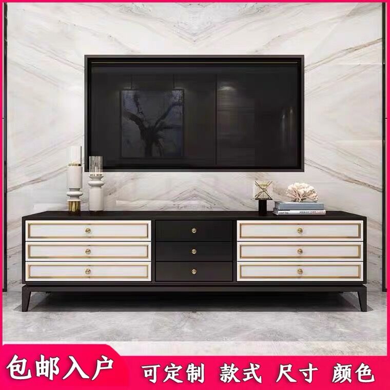 New Chinese solid wood TV cabinet modern minimalist light and luxurious storage cabinet Living room Villa Dwarf cabinet Decorative Cabinet Customize
