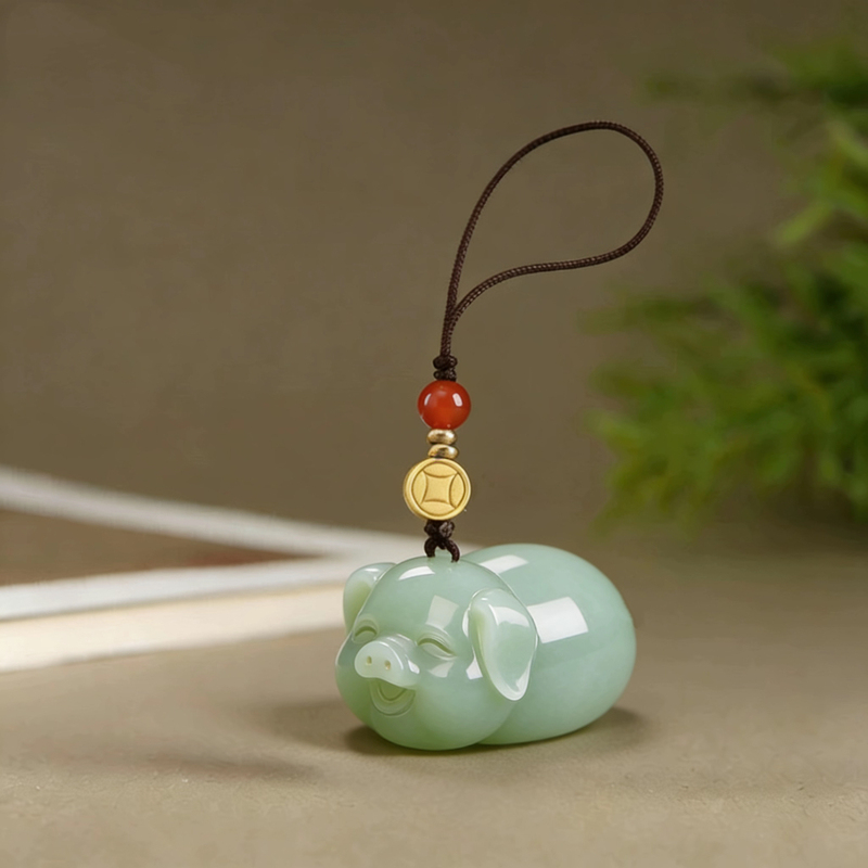 Twelve Zodiac Signs, the Year of the Pig, Genuine Hetian Jade Mobile Phone Pendant, High-End Keychain, Natural Jade, Men's and Women's Lanyard Twelve Zodiac Signs, the Year of the Pig, Genuine Hetian Jade Mobile Phone Pendant, High-End Keychain, Natural Jade, Men's and Women's Lanyard