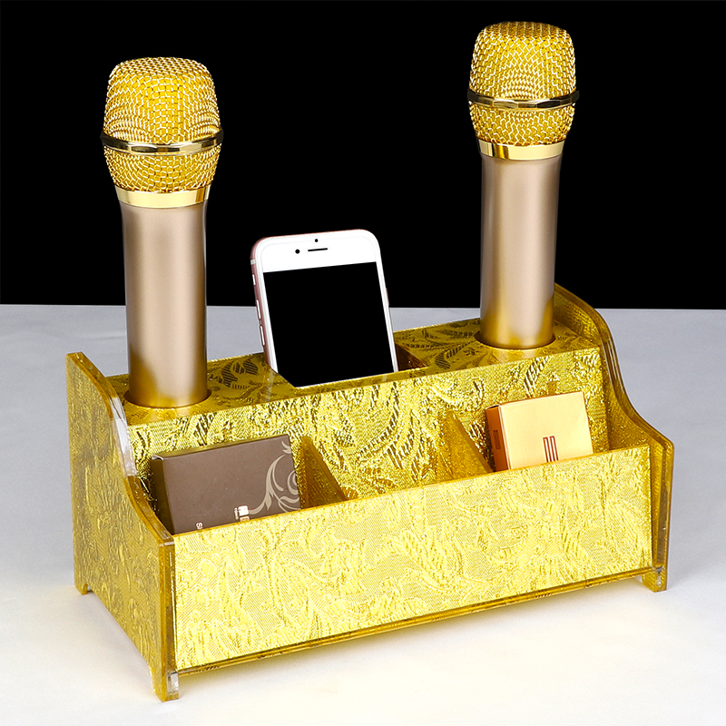 Acrylic microphone rack wireless KTV microphone microphone rack gold bracket storage box desktop label rack