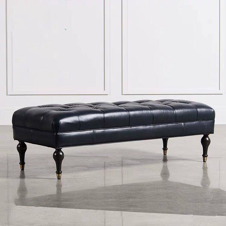 Light luxury leather changing shoe stool clothing store fitting stool bedroom bed end stool black cloakroom stool long sofa stool