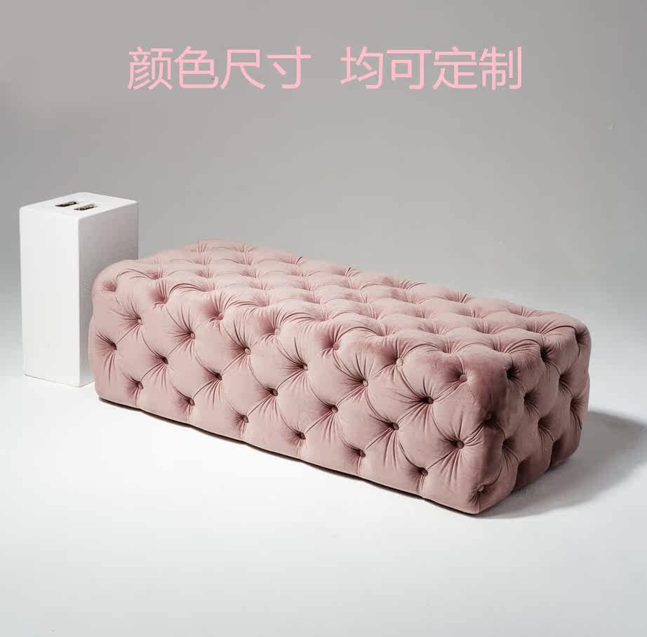 American velvet lotus root pink living room sofa stool clothing store shoe stool cloakroom stool bedroom bed end stool cloth pier