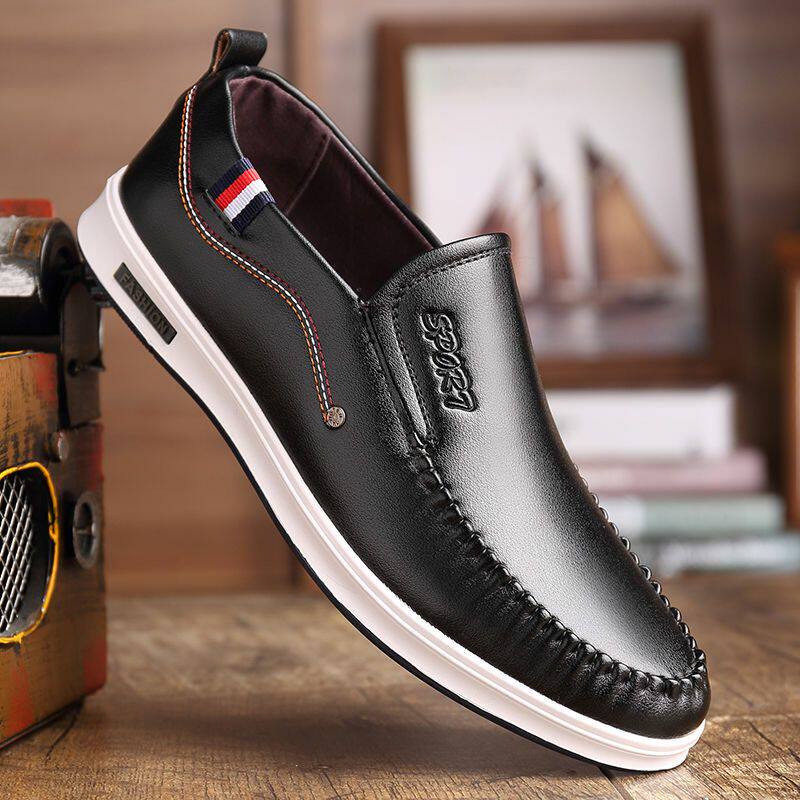 Net Red Dragonfly Summer Men's Shoes Breathable Driving Bean-Bean Shoes Soft-bottom Business Casual Leather Shoes Youth Han Edition Tide