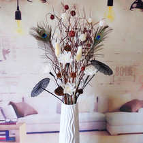 Dry Flowers Ground Flowers Living-room TV Cabinet Art Fake Flowers Decoration Flowers Handmade Leaf Vein Lotus Flower Dry Branches Flower Arrangement Pendulum Pieces
