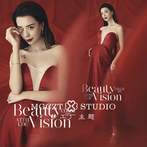 Photogramme Photography Pregnant Woman Photo Clothing High Set Wine Red Gestation Wedding Dresses Dresses For Real Photography Photo-Like Pieces Clothing