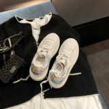 Кроссовки на платформе, белая обувь, из натуральной кожи