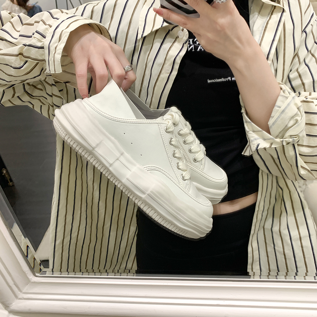 Sheii Su Yin is good to wear ~ increase fur leather stepping heel casual sneakers and small white shoes