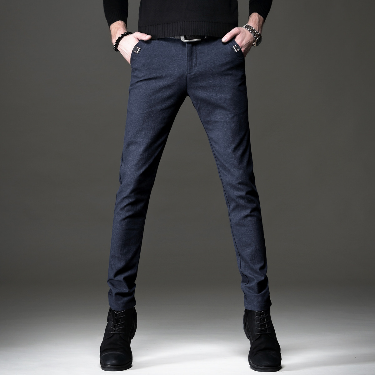 Hong Kong spring and autumn new business casual pants men's 2020 Korean version of the trend slim cigarette pants middle-aged pants