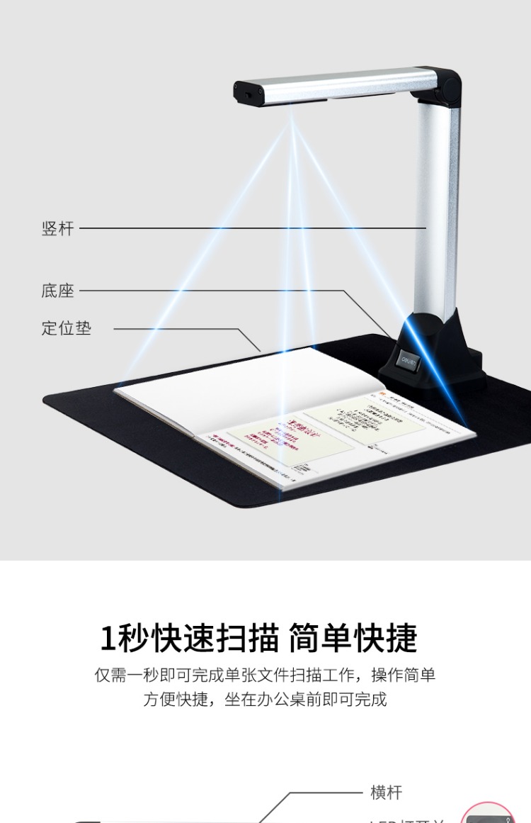 Deli 15153 Gao Paiyi A4 HD Gao Paiyi 5 triệu pixel máy quét ảnh chứng chỉ tập tin văn phòng quét nhanh - Máy quét máy quét 3d cầm tay