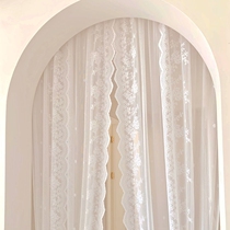 Door curtain High level Sensation White Lace Curtain Window Yarn Curtain Field American Semi-Curtain Short Curtain Door Curtain Partition Free Of Stiletto