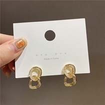 Large Face Suitable Earrings East Large Door Delicate 100 Touch Personality Earrings Silver Needle Temperament Super Shiny Zircon double ring ear nail